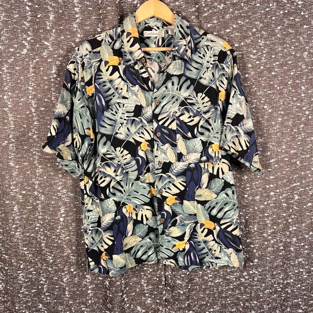 Caribbean Vacation Topical‎ Beach Button Up Short Sleeve Shirt